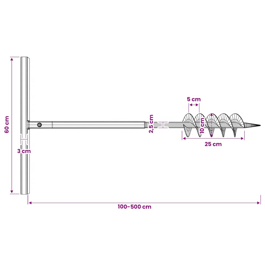 Jeklen spiralni vrtalni sveder za zemljo z ročajem 100 mm s 5 m pod. - slika 12
