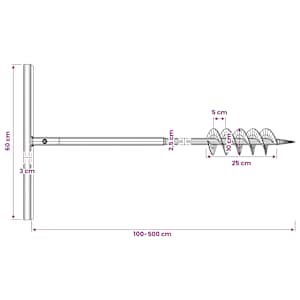Zemní vrták s rukojetí 100 mm, s nástavci 5 m, ocel - obrázek 12
