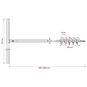 Zemní vrták s rukojetí 100 mm, s nástavci 13 m, ocel - obrázek 11