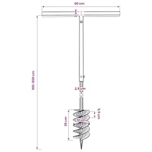 Zemní vrták s rukojetí 120 mm, s nástavci 5 m, ocel - obrázek 11