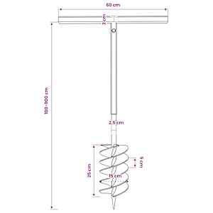 Zemní vrták s rukojetí 150 mm, s nástavci 9 m, ocel - obrázek 12