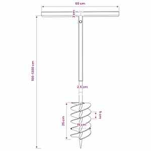 Zemní vrták s rukojetí 150 mm, s nástavci 13 m, ocel - obrázek 12