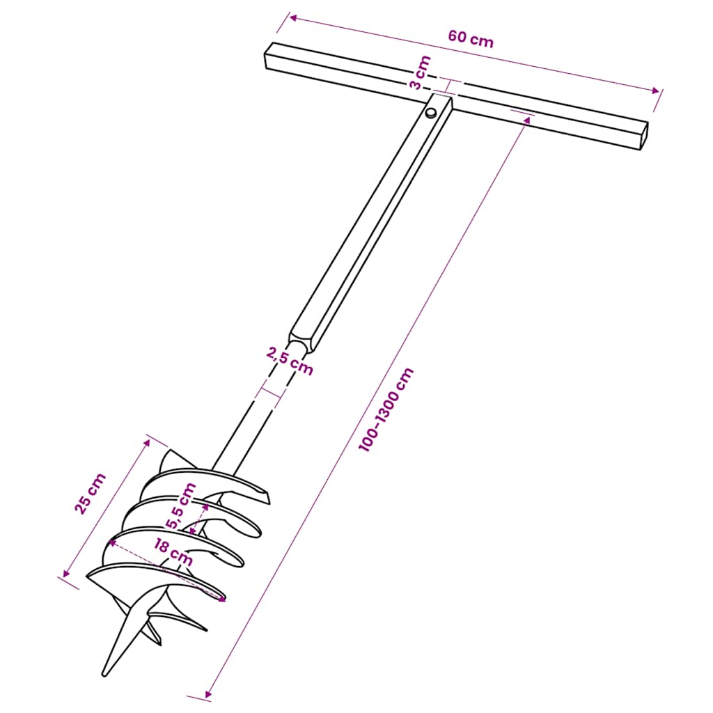 Jeklen spiralni vrtalni sveder za zemljo z ročajem 180 mm s 13 m pod. - slika 12