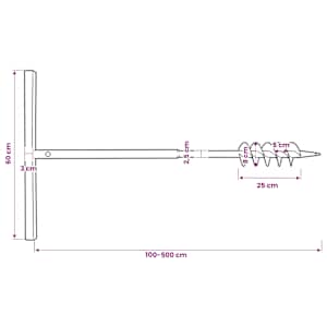 Zemní vrták s rukojetí 80 mm, s nástavci 5 m, ocel - obrázek 12