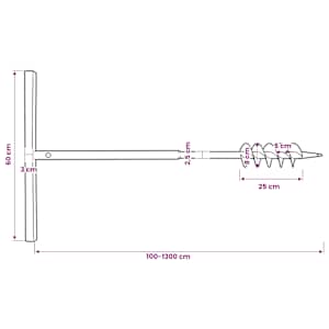 Zemní vrták s rukojetí 80 mm, s nástavci 13 m, ocel - obrázek 12