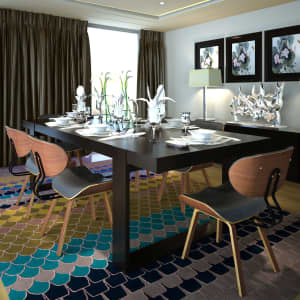 Jedilni stoli 6 kosov ukrivljen les in umetno usnje