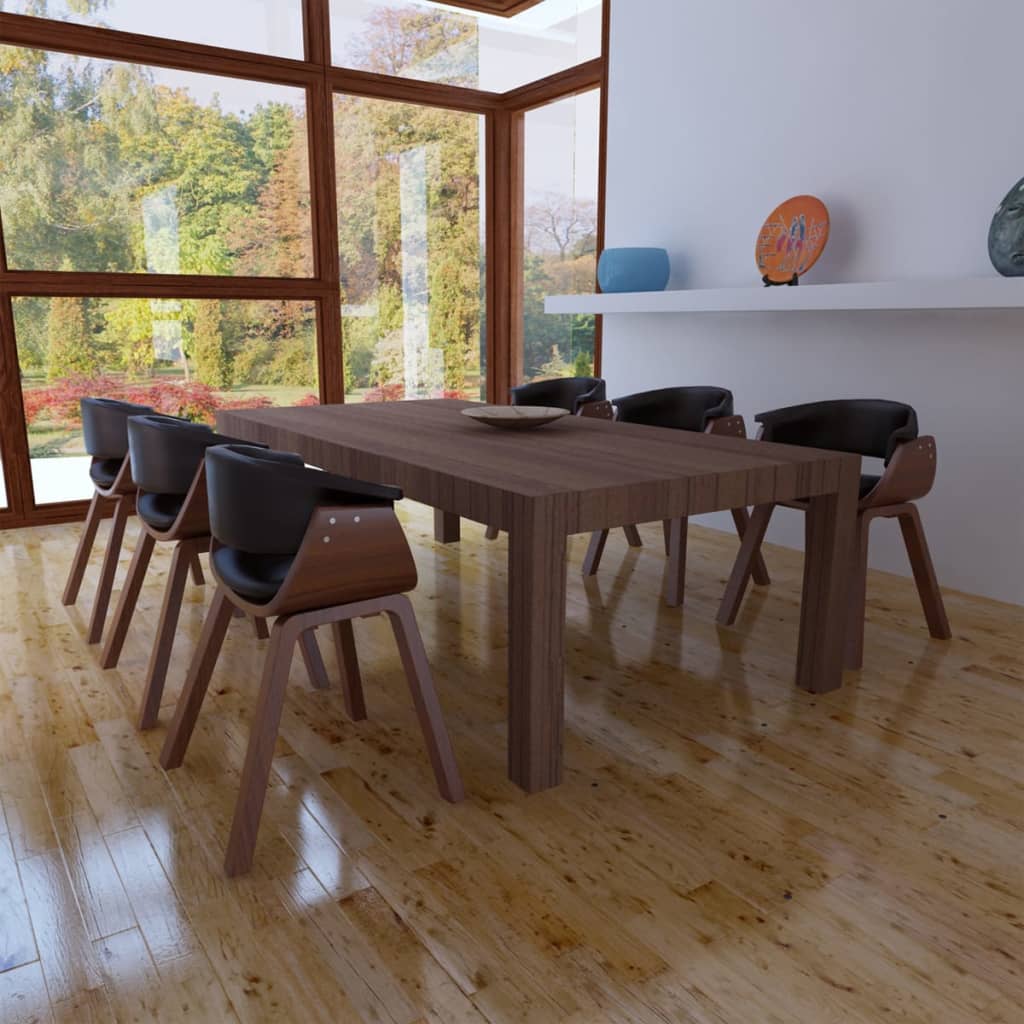 vidaXL Scaune de sufragerie, 6 buc., lemn curbat și piele ecologică vidaXL imagine noua 2022