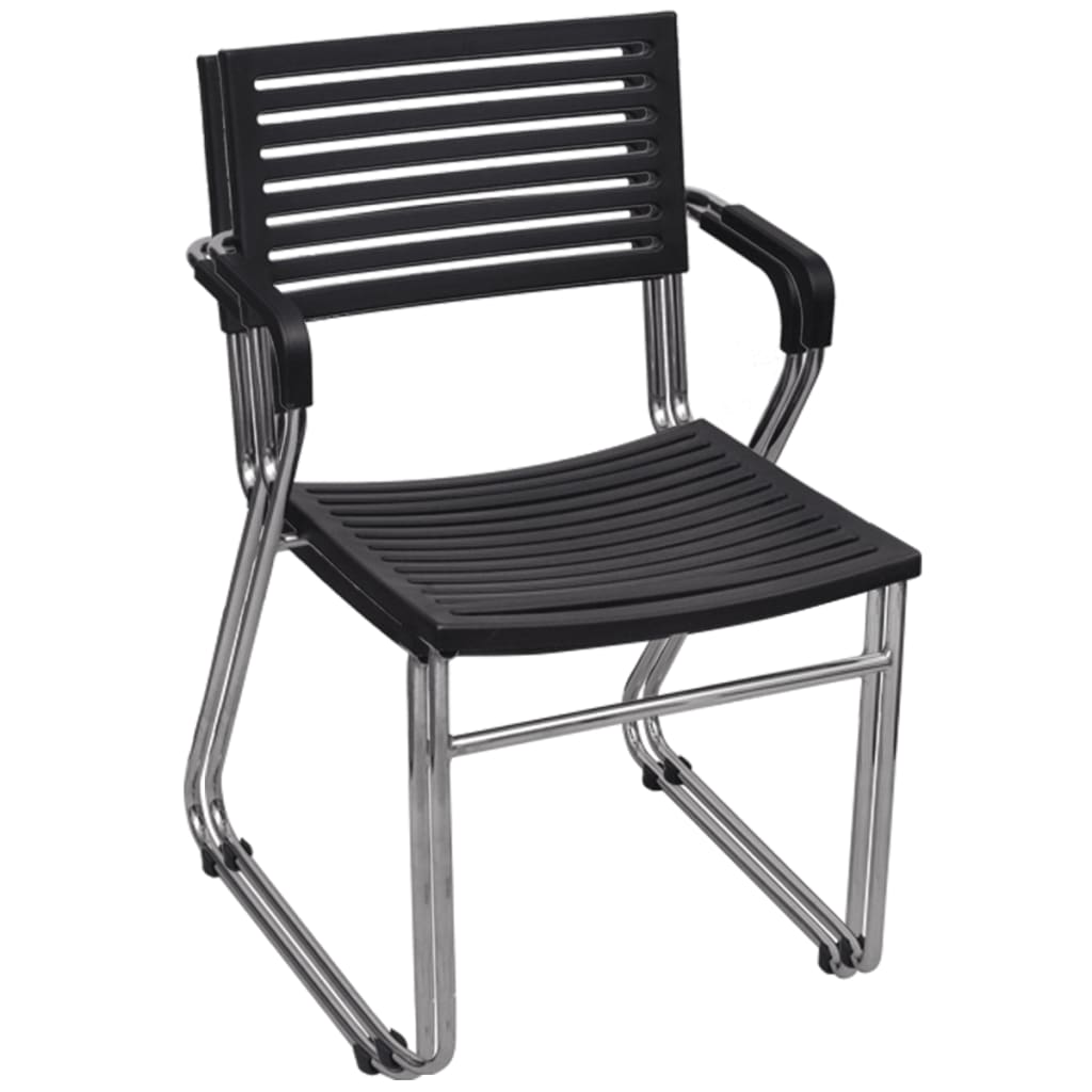 vidaXL Valgomojo kėdės, 2vnt., juodos, plastikas, sudedamos