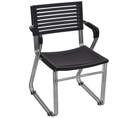 vidaXL Valgomojo kėdės, 2vnt., juodos, plastikas, sudedamos