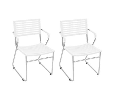 vidaXL Stapelbare Esszimmerstühle 2 Stk. Weiß Kunststoff vidaXL Stapelbare Esszimmerstühle 2 Stk. Weiß Kunststoff