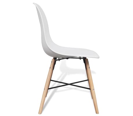4 White Armless Dining Chair with Hardwood Legs | vidaXL.co.uk
