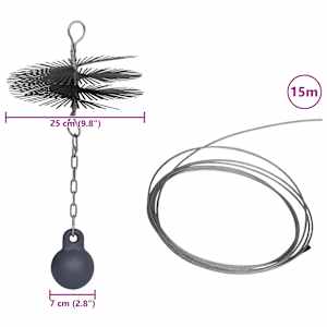 Kulatý kartáč na čištění komínů průměr 25 cm - obrázek 8