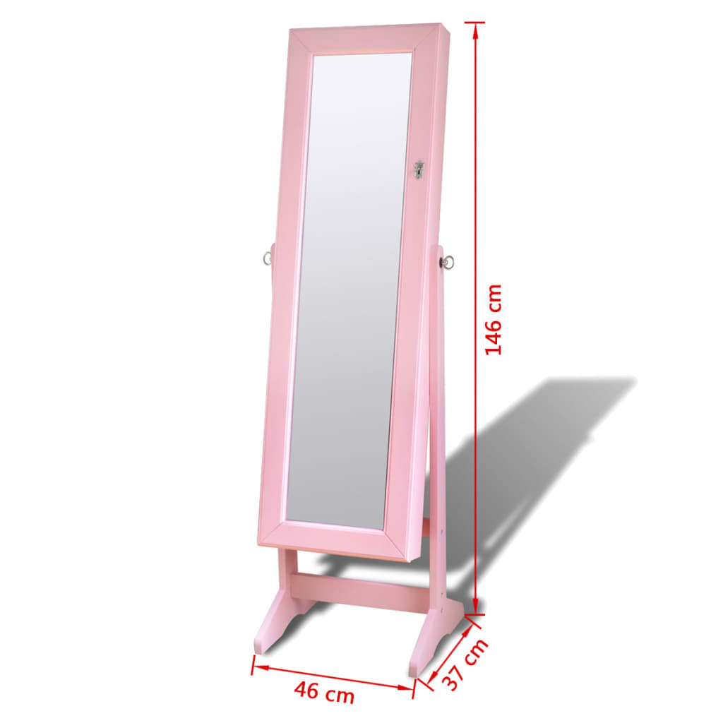 Literature romantic include Cabinet roz pentru bijuterii cu suport, oglindă și lampă LED
