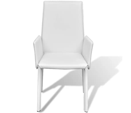 vidaXL Valgomojo kėdės, 2vnt., baltos, dirbtinė oda