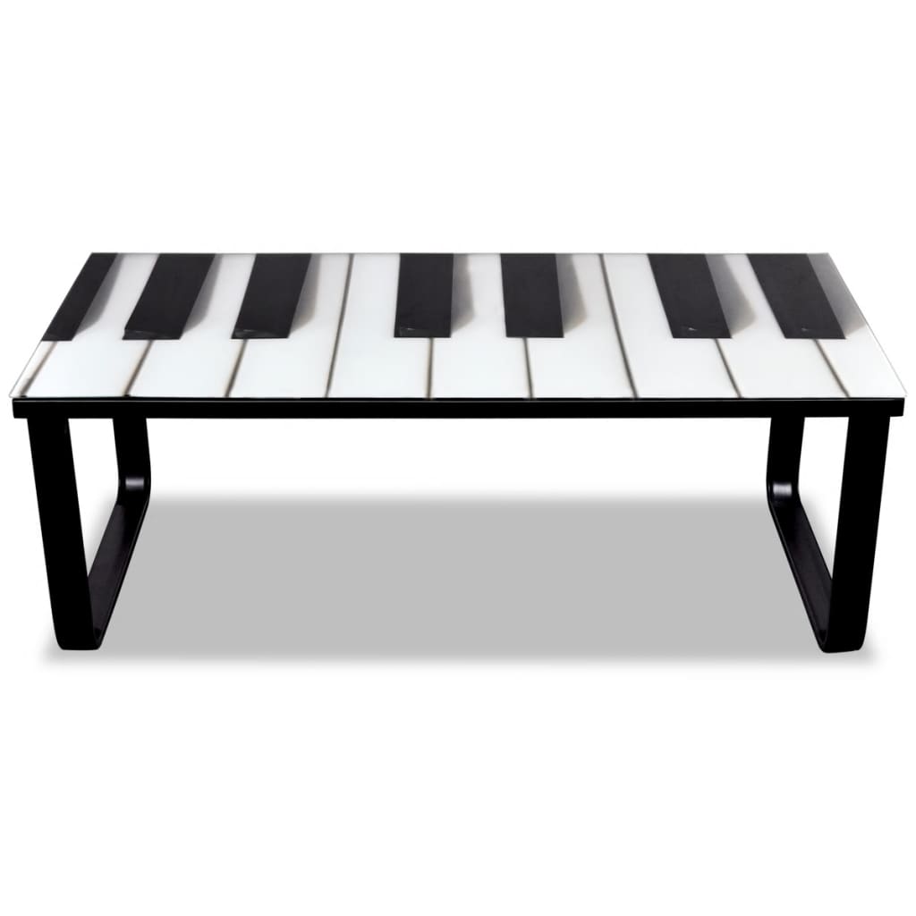 vidaXL Salontafel met piano-print glazen tafelblad