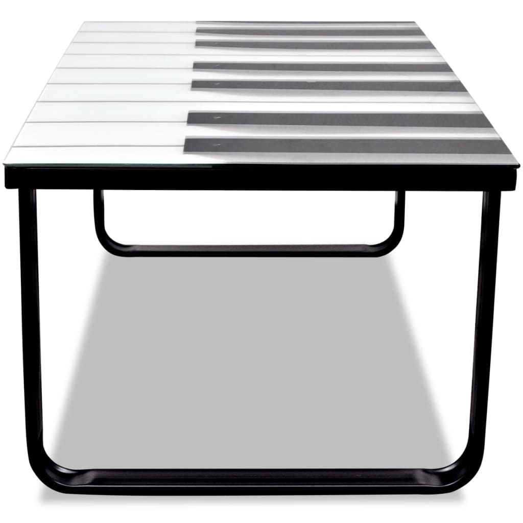 Coffee Table With Piano Printing Glass Top VidaXL 14 width=274
