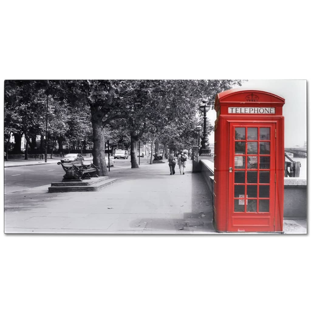 vidaXL Salontafel met telefooncel-print glazen tafelblad afbeelding