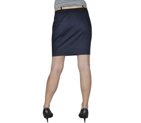 Mini Skirt with Belt 34 Navy Blue