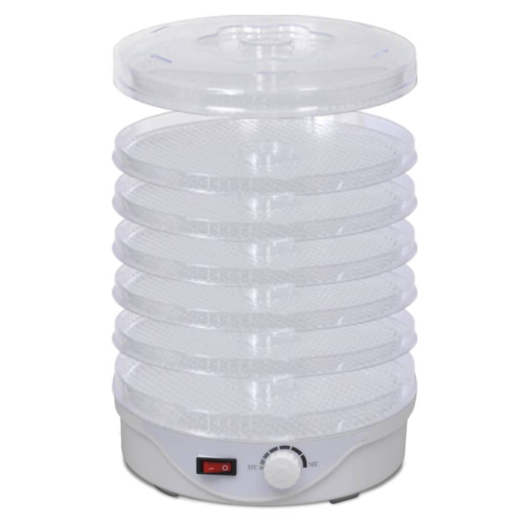 vidaXL Deshidrator de alimente cu 6 tăvi stivuibile (rotund)