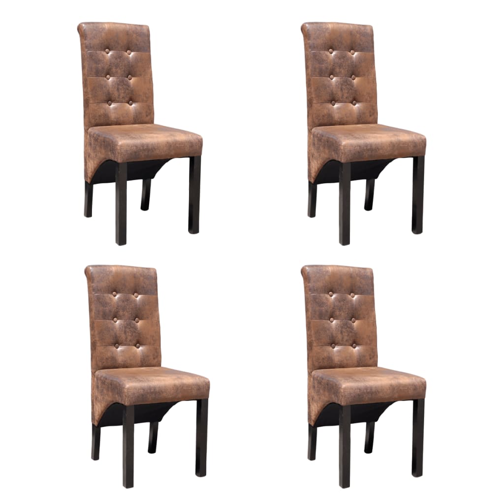  Jedálenské stoličky 4 ks, hnedé, umelá koža