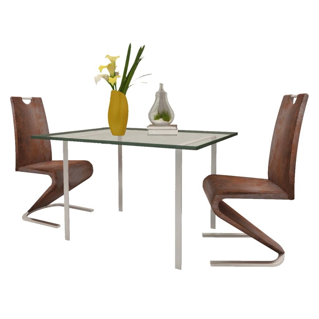 Valgomojo kėdės, 2 vnt., rudos spalvos, dirbtinė oda | Stepinfit
