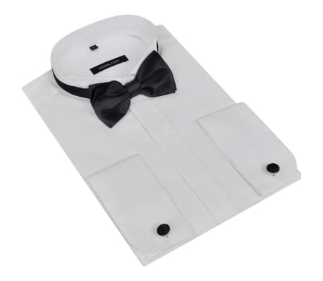 Shop 3stk Herre Skjorte med Mansjettknapper og Sløyfe vidaXL 3stk Herre Skjorte med Mansjettknapper og Sløyfe