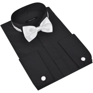 Shop 3stk Herre Skjorte med Mansjettknapper og Sløyfe vidaXL 3stk Herre Skjorte med Mansjettknapper og Sløyfe