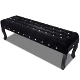 Banc capitonné en velours avec boutons cristaux Noir