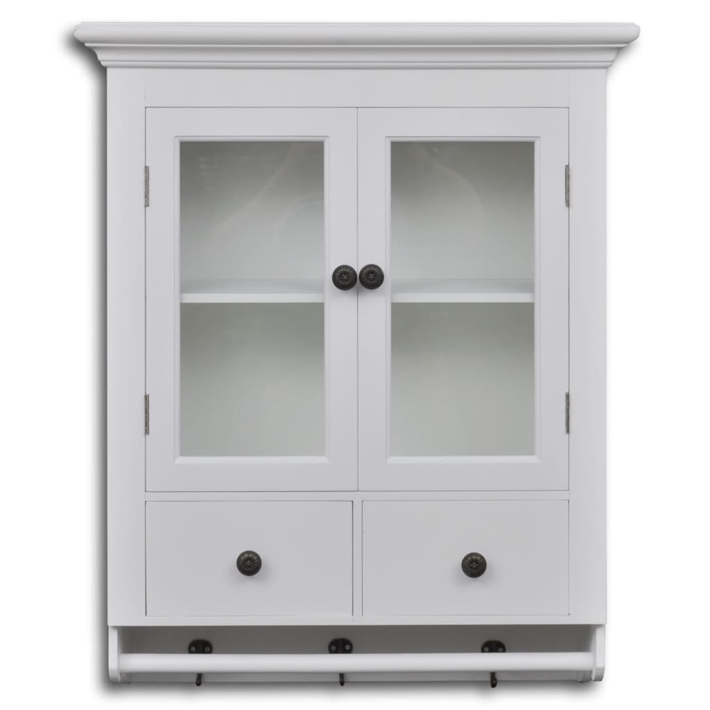 

vidaXL Keukenwandkast met glazen deur hout wit