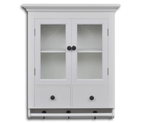 Antique Mdf White Wooden Kitchen Wall Cabinet W Glass Door Cupboard Vidaxl Wooden Kitchen Wall Cabinet With Glass Door White