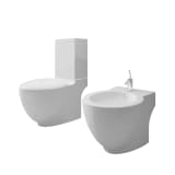 Muszla klozetowa i bidet z białej ceramiki