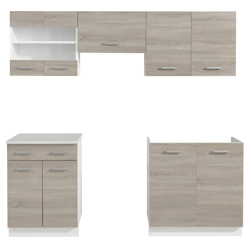 vidaXL Oak Look Kitchen Cabinet Unit 5 pcs 200 cm