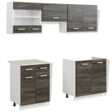 Wenge Look Kitchen Cabinet Unit 5 pcs 200 cm