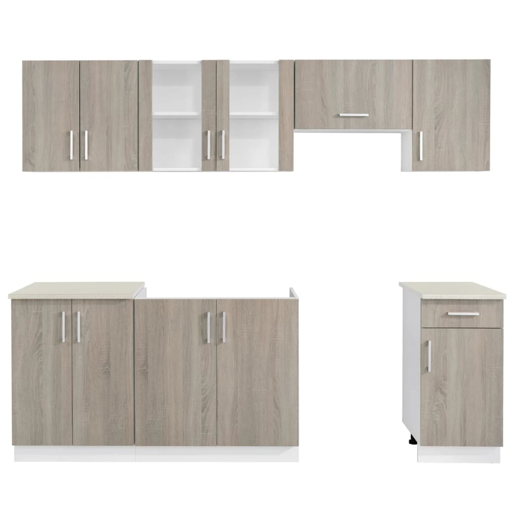 vidaXL Kitchen Cabinet Unit 7 Pieces Oak Look