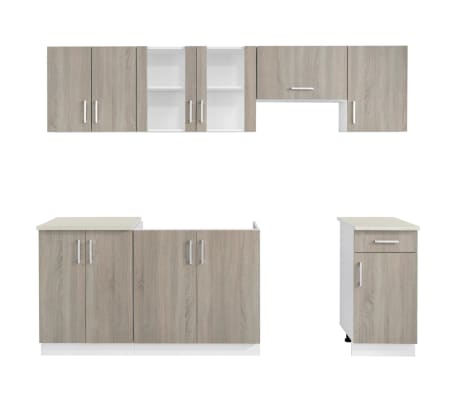 vidaXL Kitchen Cabinet Unit 7 Pieces Oak Look