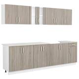 Oak Look Kitchen Cabinet with Base Unit for Sink 8 pcs