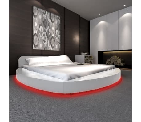 vidaXL sengestel med LED hvid kunstlæder 180 x 200 cm