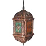 Multicolour Metal and Crystal Pendant Lamp with Glass Doors