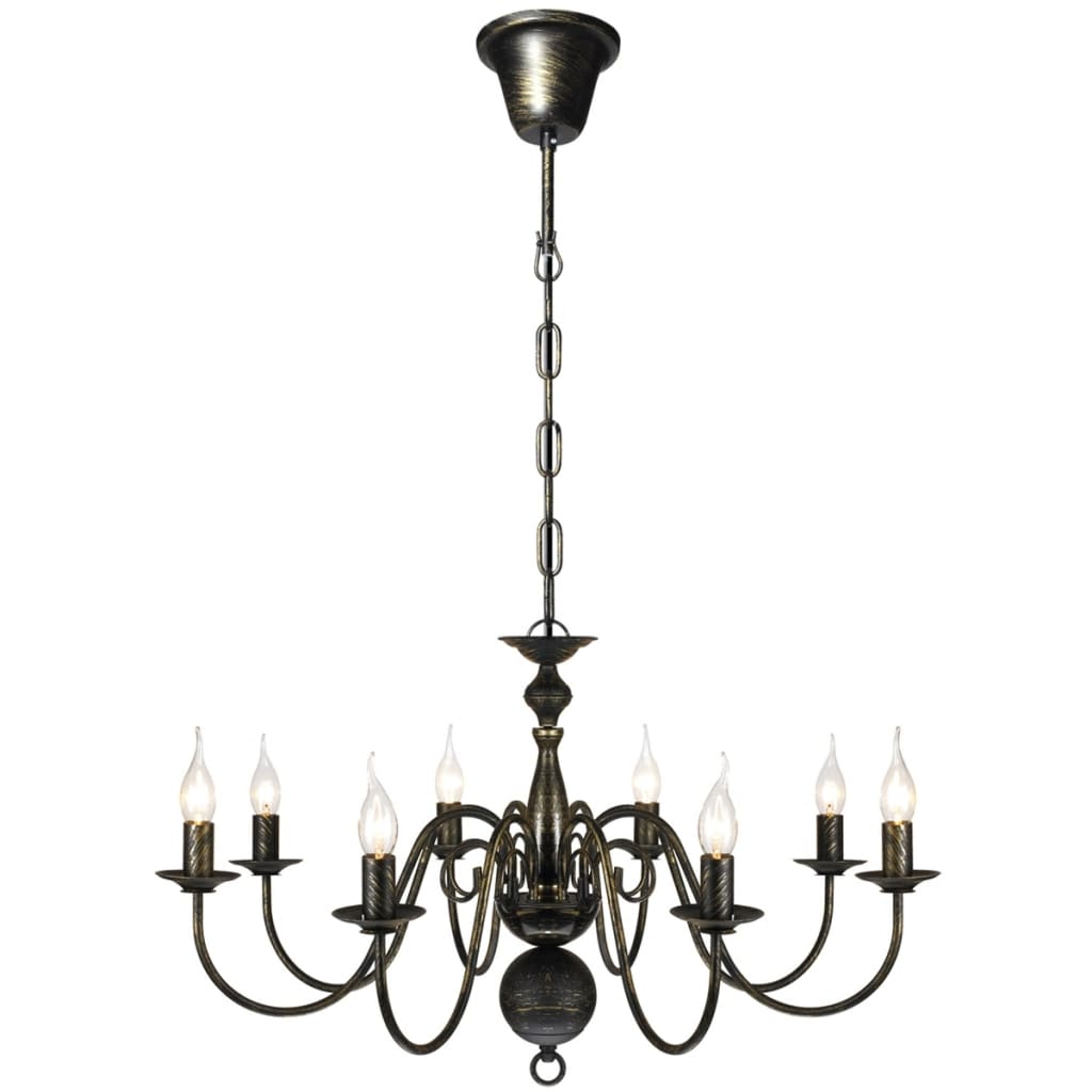 Lampadario Stile Antico Metallo Nero Lampadine 8 x E14