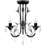 vidaXL Art Nouveau Style Black Chandelier Crystal Beads 3xE14 Bulbs