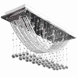 vidaXL valge laelamp s&auml;delevate klaasist kristallhelmestega 8xG9 29 cm