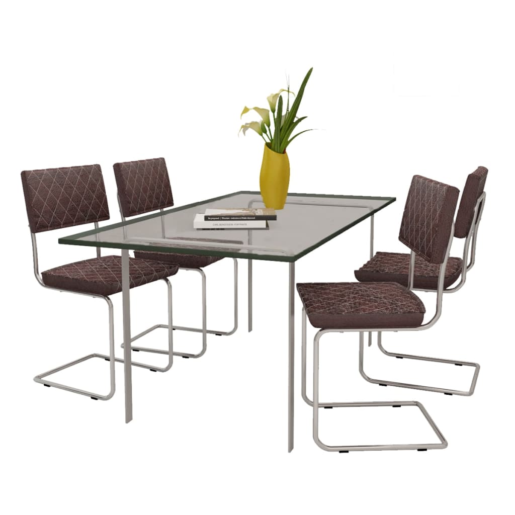 vidaXL Chaises de salle à manger 4 pcs Marron Similicuir