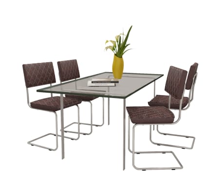 vidaXL Chaises de salle à manger 4 pcs Marron Similicuir