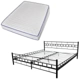 Krevet od metala 140 x 200 cm Crni s madracem od memorijske pjene