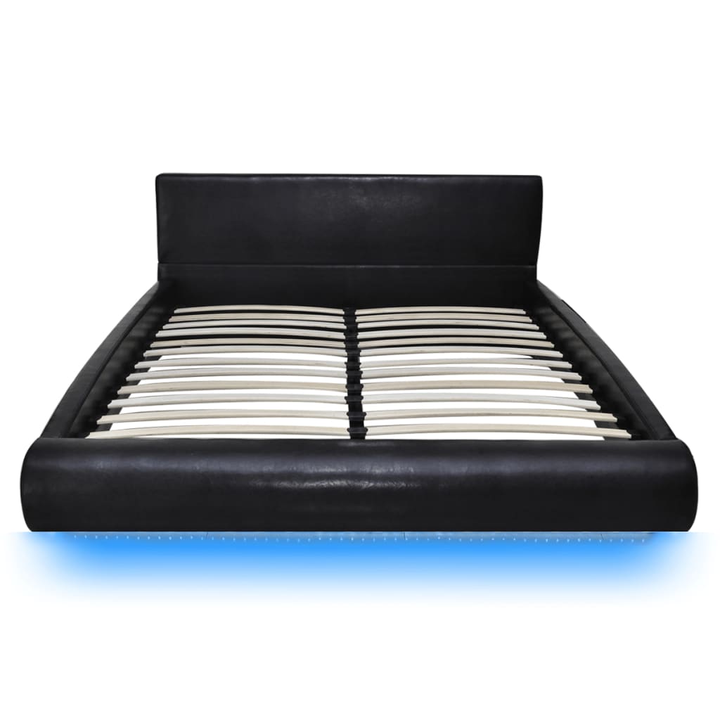 

vidaXL Bed met traagschuim matras LED kunstleer zwart 140x200 cm