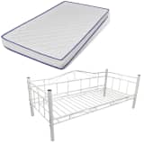 vidaXL Cama com colchão 90 x 200 cm metal branco