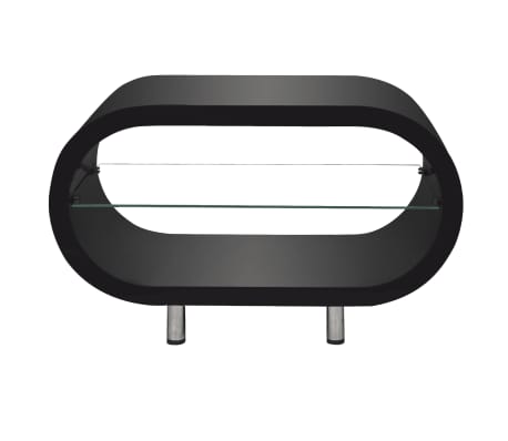 vidaXL Konferenčný stolík so sklenenou policou, vysoký lesk, čierny