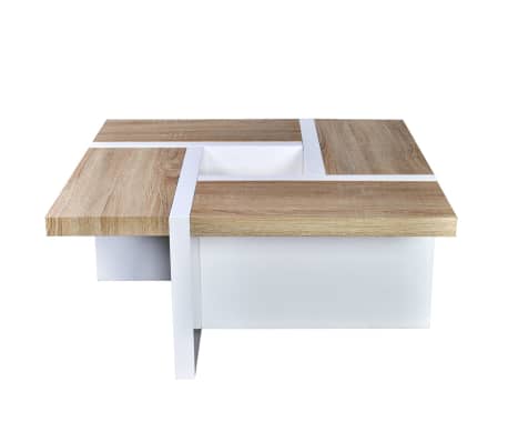 vidaXL Coffee Table MDF with Oak Look High Gloss White