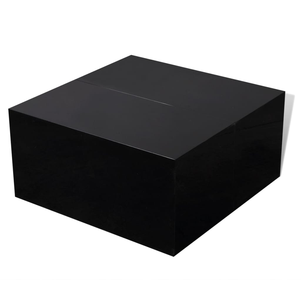 vidaXL Table basse avec rangement Noir haute brillance