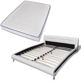 vidaXL Cama com colchão 180 x 200 cm couro artificial branco e preto